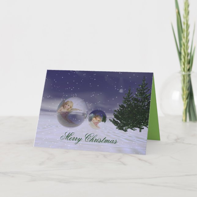 Artistic Surrealistic Baubles Christmas text card (Front)