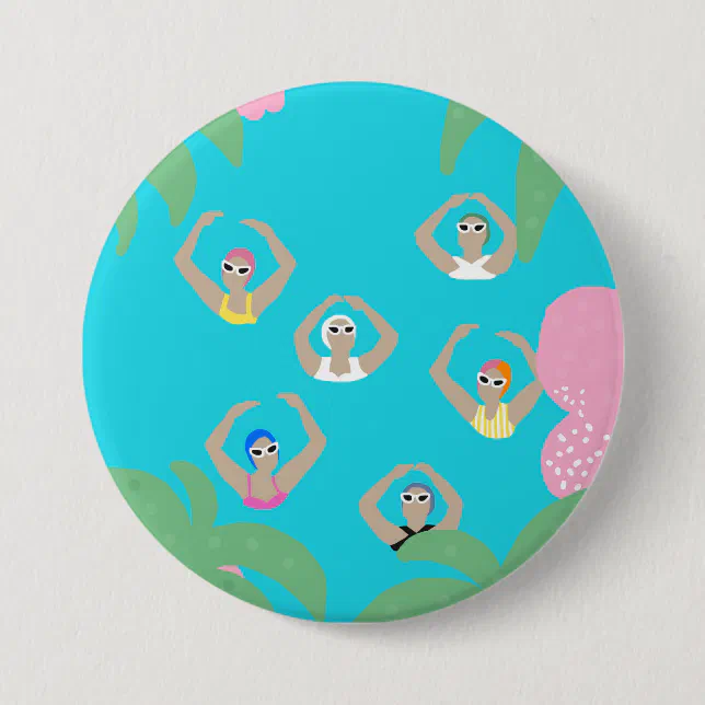 Artistic Swimmers | Artistic Swimming Illustration Button | Zazzle