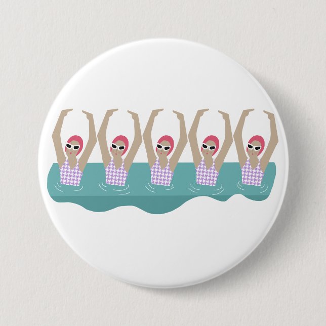 Artistic Swimmers | Artistic Swimming Illustration Button (Front)