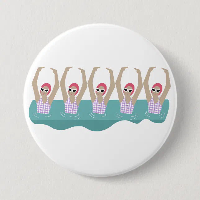 Artistic Swimmers | Artistic Swimming Illustration Button | Zazzle