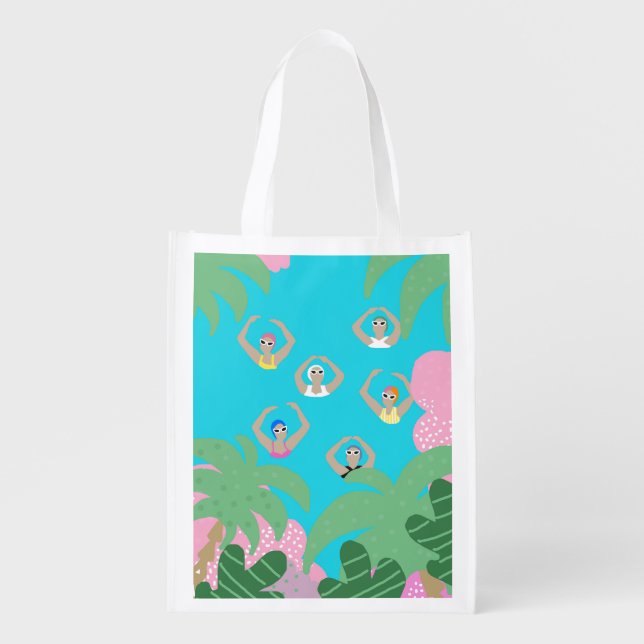 Artistic Swimmers | Artistic Swimming Illustration Grocery Bag (Front)