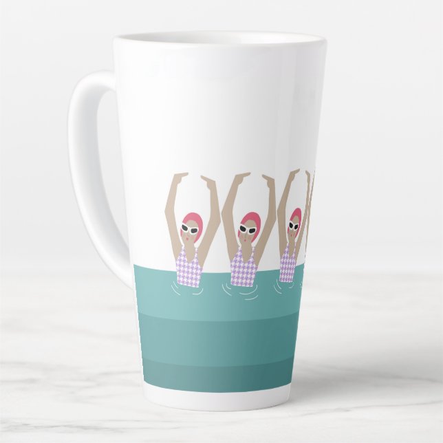 Artistic Swimmers | Artistic Swimming Illustration Latte Mug (Left Angle)