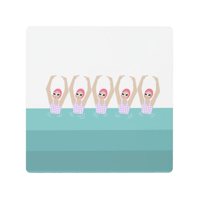 Artistic Swimmers | Artistic Swimming Illustration Metal Print (Front)