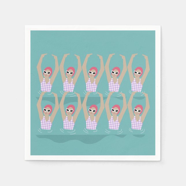 Artistic Swimmers | Artistic Swimming Illustration Napkins (Front)