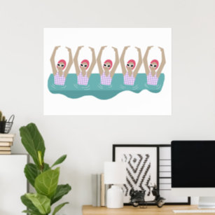 Artistic Swimmers   Artistic Swimming Illustration Poster