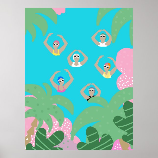 Artistic Swimmers | Artistic Swimming Illustration Poster (Front)