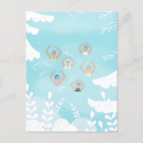 Artistic Swimmers  Artistic Swimming Winter Art  Postcard