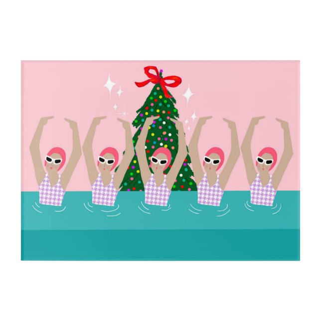 Artistic Swimmers Illustration Christmas Holiday Acrylic Print (Front)