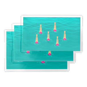 Artistic Swimmers Swimming Under Water Acrylic Tray
