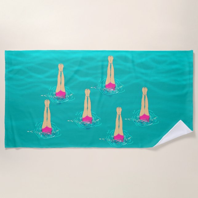 Artistic Swimmers - Swimming Under Water   Beach Towel (Front)