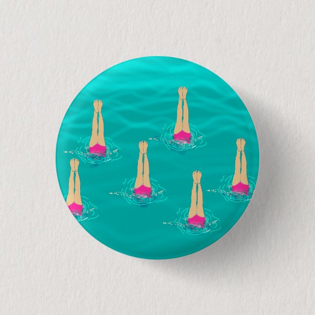 Artistic Swimmers Swimming Under Water  Button (Front)