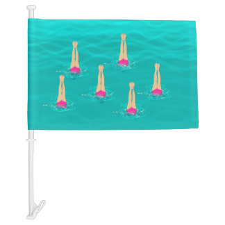 Artistic Swimmers Swimming Under Water  Car Flag