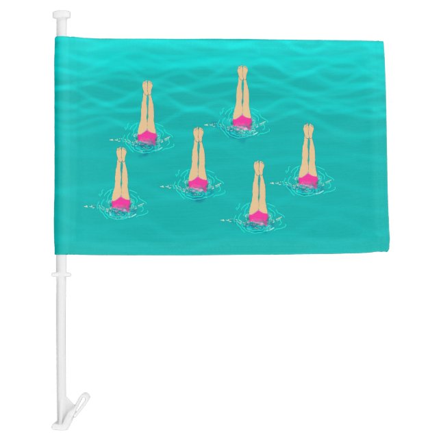Artistic Swimmers Swimming Under Water  Car Flag (Front)