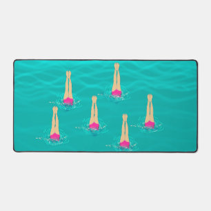 Artistic Swimmers Swimming Under Water Desk Mat