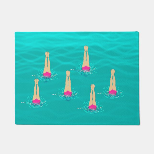 Artistic Swimmers Swimming Under Water   Doormat (Front)