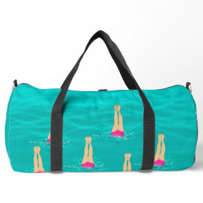 Artistic Swimmers Swimming Under Water  Duffle Bag