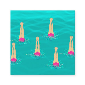Artistic Swimmers Swimming Under Water  Enclosure Card