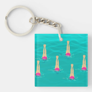 Artistic Swimmers Swimming Under Water  Keychain