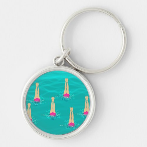 Artistic Swimmers Swimming Under Water  Keychain