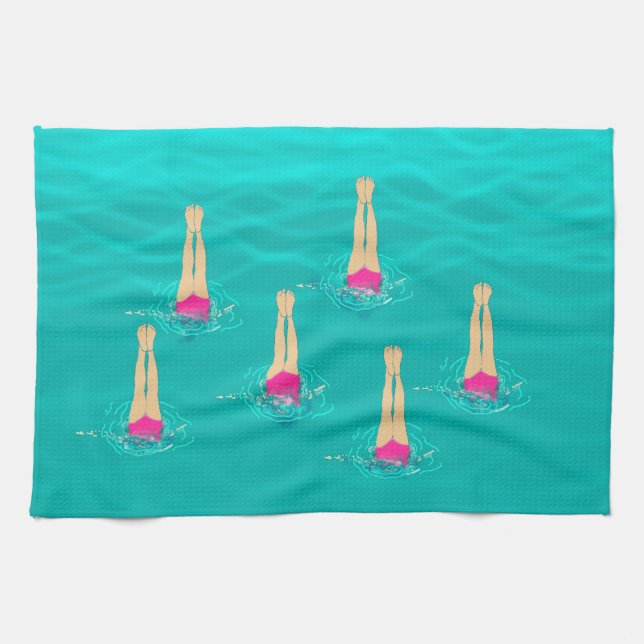 Artistic Swimmers - Swimming Under Water  Kitchen Towel (Horizontal)