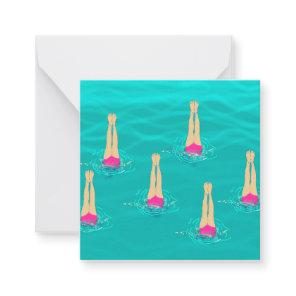 Artistic Swimmers Swimming Under Water  Note Card