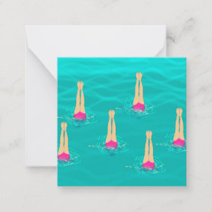 Artistic Swimmers Swimming Under Water Note Card