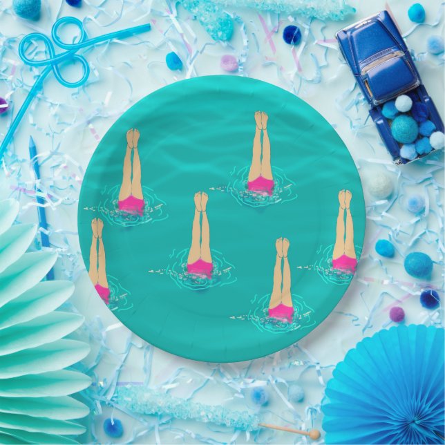Artistic Swimmers Swimming Under Water   Paper Plates (Party)