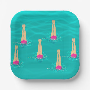 Artistic Swimmers Swimming Under Water Paper Plates