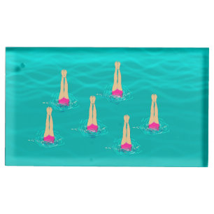 Artistic Swimmers Swimming Under Water  Place Card Holder