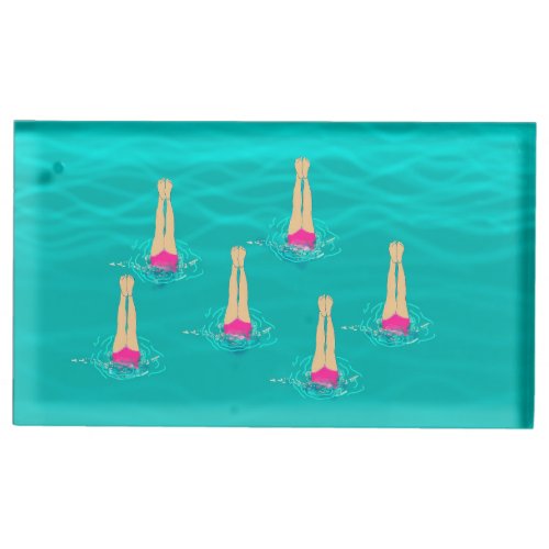 Artistic Swimmers Swimming Under Water  Place Card Holder