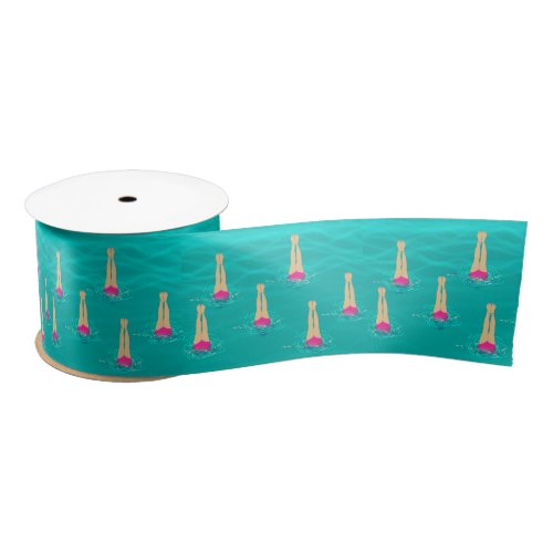 Artistic Swimmers Swimming Under Water  Satin Ribbon