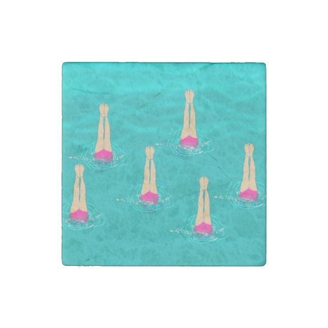 Artistic Swimmers Swimming Under Water  Stone Magnet (Front)