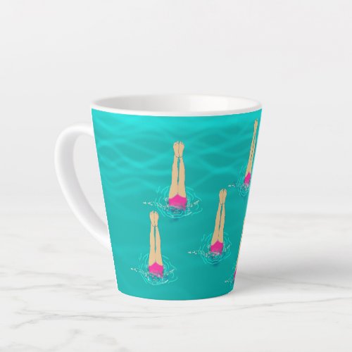 Artistic Swimmers Swimming Under Water Swim Party  Latte Mug