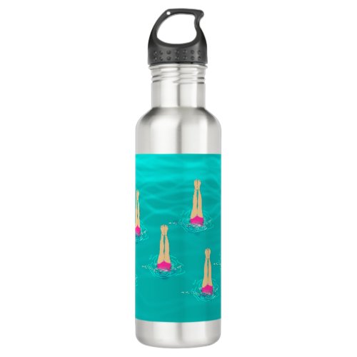 Artistic Swimmers Swimming Under Water Swim Party Stainless Steel Water Bottle
