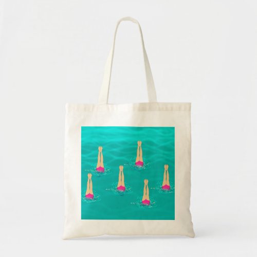 Artistic Swimmers Swimming Under Water Swim Party  Tote Bag