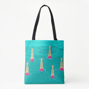 Artistic Swimmers Swimming Under Water Swim Party  Tote Bag