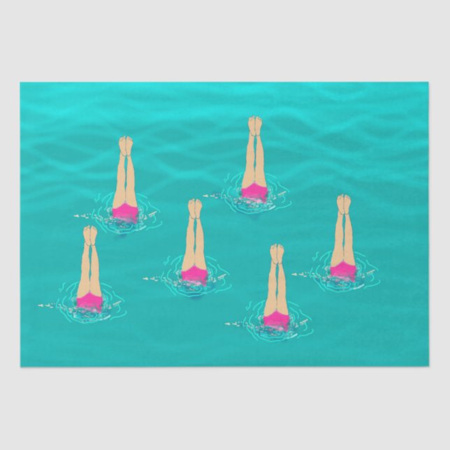 Artistic Swimmers Swimming Under Water  Tissue Paper (Front)