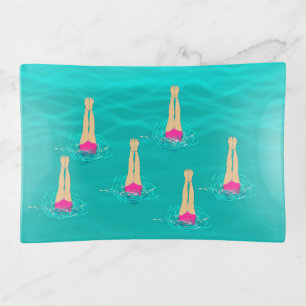 Artistic Swimmers Swimming Under Water Trinket Tray