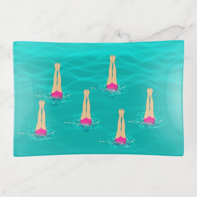 Artistic Swimmers Swimming Under Water  Trinket Tray (Front)