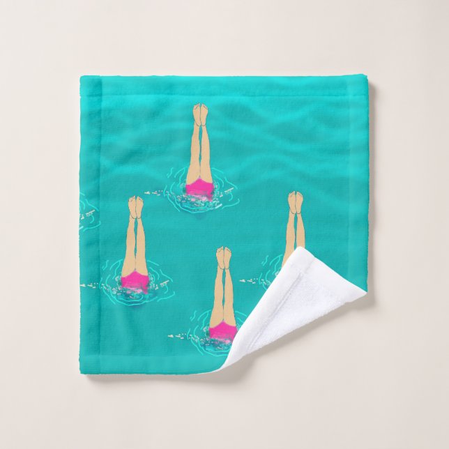 Artistic Swimmers Swimming Under Water  Wash Cloth (Wash Cloth)