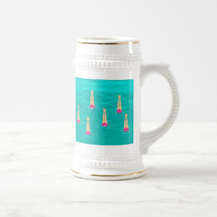 Artistic Swimmers - Swimming Under Water White Beer Stein