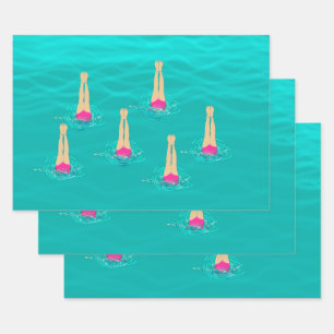 Artistic Swimmers Swimming Under Water Wrapping Paper Sheets