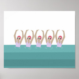 Artistic Swimmers Synchro Swimming Design Art Poster