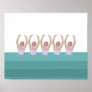 Artistic Swimmers   Synchro Swimming Design Art  Poster