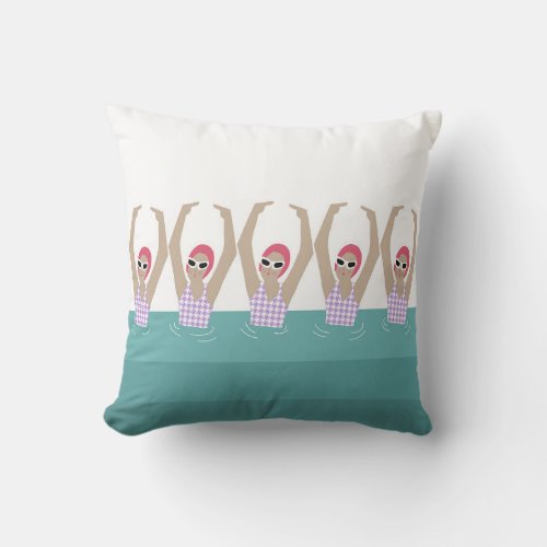 Artistic Swimmers  Synchro Swimming Design Throw Pillow