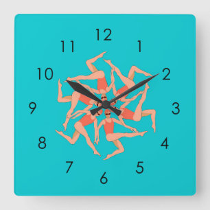 Artistic Swimmers - Synchronized Swimming  Square Wall Clock