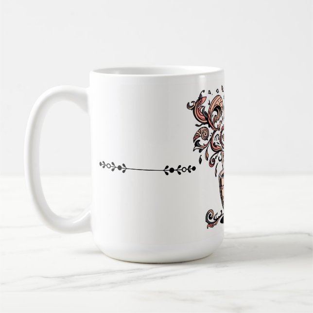 Artistic Swirl Botanical Coffee Cup Illustration M (Left)