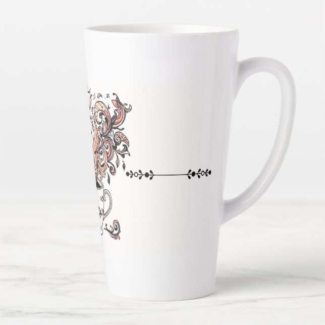 Artistic Swirl Botanical Coffee Cup Illustration M (Right)