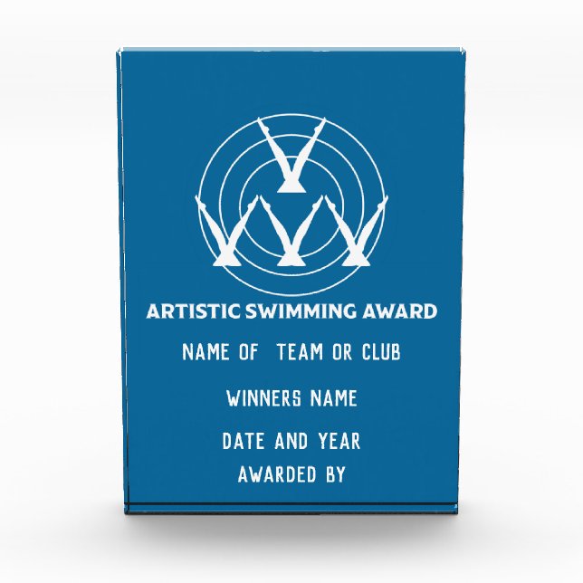 Artistic Synchronized Swimming Club Team  Acrylic Award (Front)