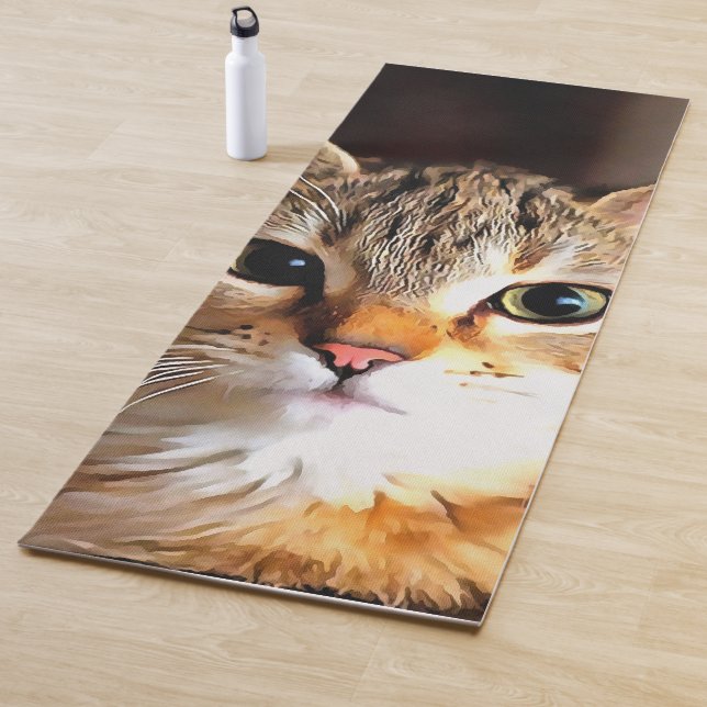 Artistic Tabby Cat Kitten Portrait Yoga Mat (In Situ)